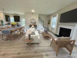 Photo of the living room and gas fireplace of the Magnolia lot 3 section 2 at Rolling Ridge in Chester VA by Boyd Homes