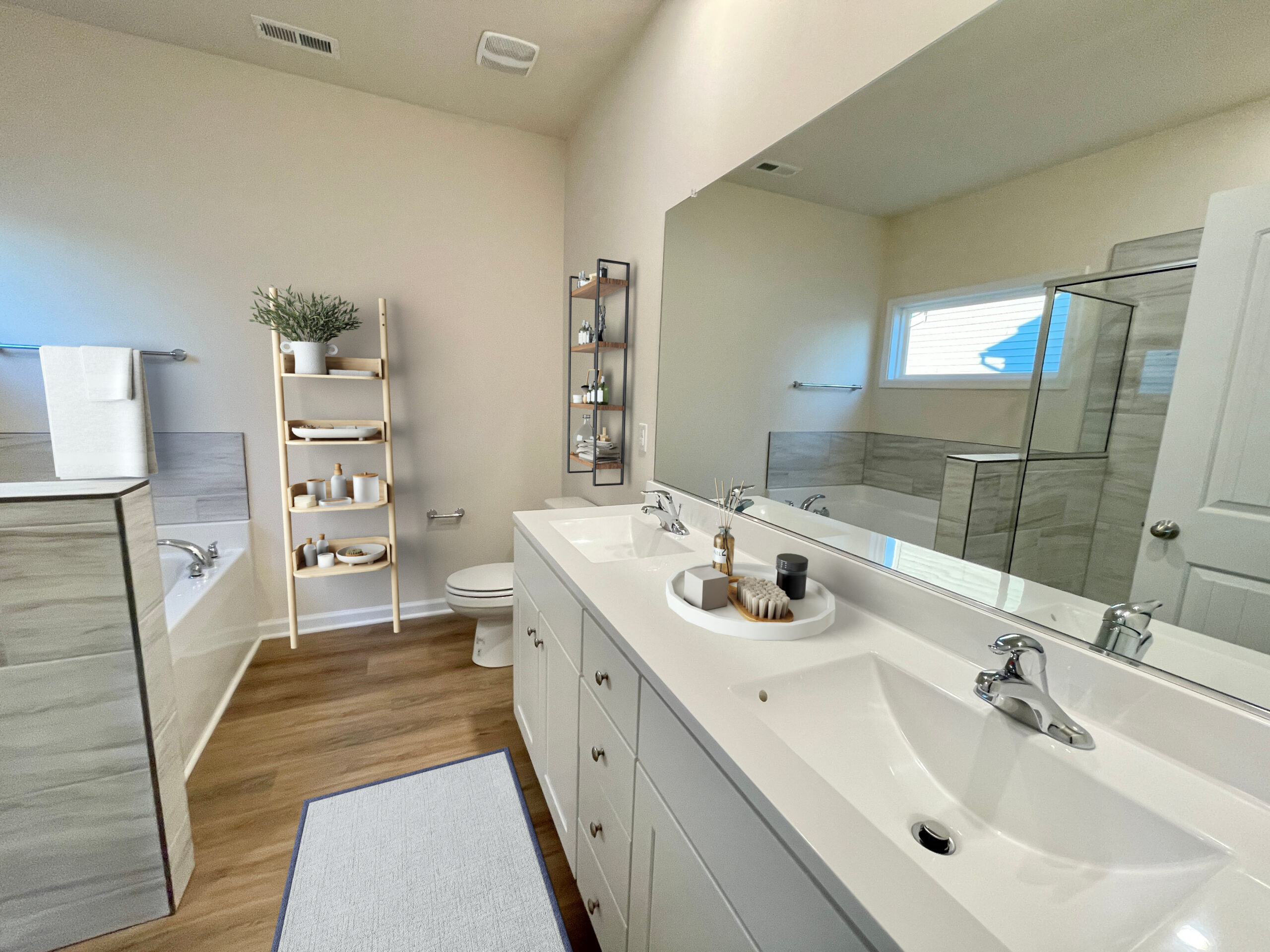 Photo of the furnished primary bathroom suite inside the Juniper Lot 46 Section 6 Castleton in Henrico VA