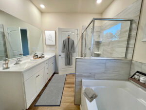 Photo of the furnished primary bathroom suite inside the Juniper Lot 46 Section 6 Castleton in Henrico VA